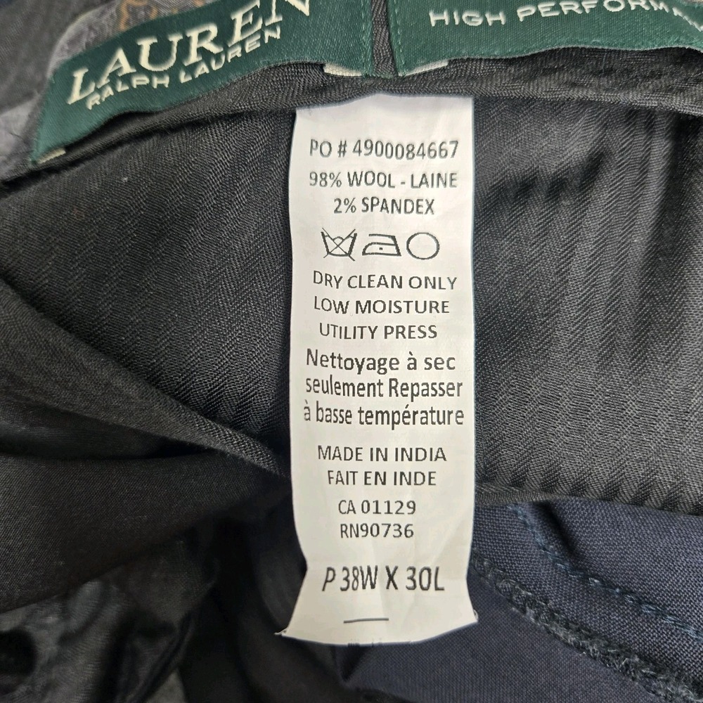 Ralph Lauren Green Label High Performance WOOL Pants Navy Mens Sz P38W X 30L N - Picture 7 of 15